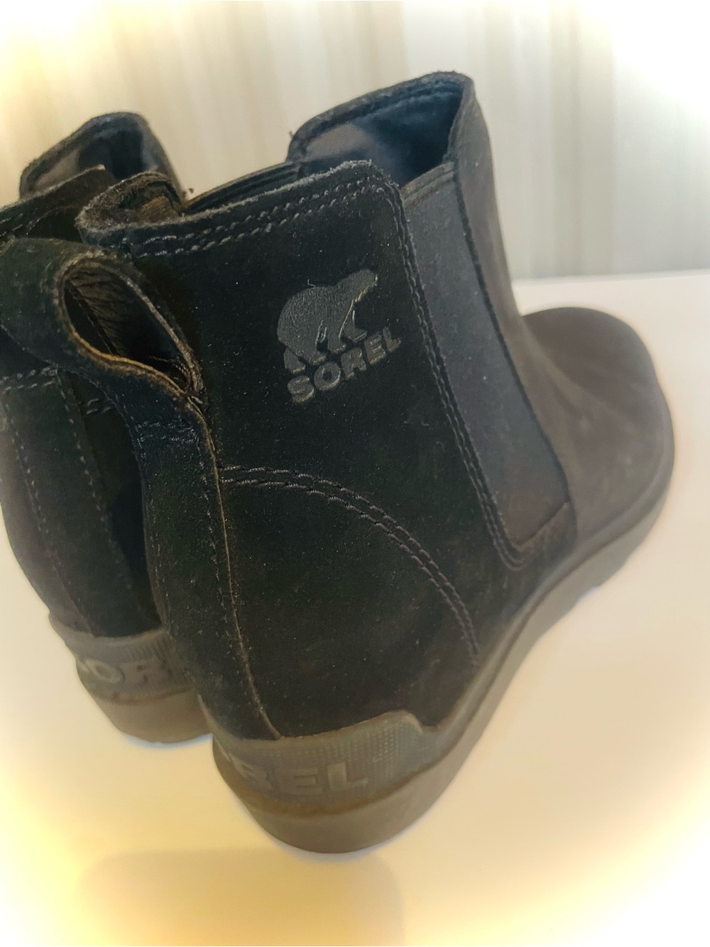 Sorel Evie II Chelsea Boots Women's 9 Black Leather Hidden Wedge Heel Waterproof - Picture 11 of 13
